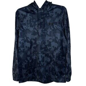 Under Armour Navy Blue Digital Camo ColdGear Loose Hoodie EUC XL